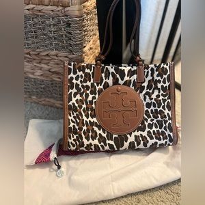 ELLA LEOPARD CANVAS SMALL TOTE (NWOT)